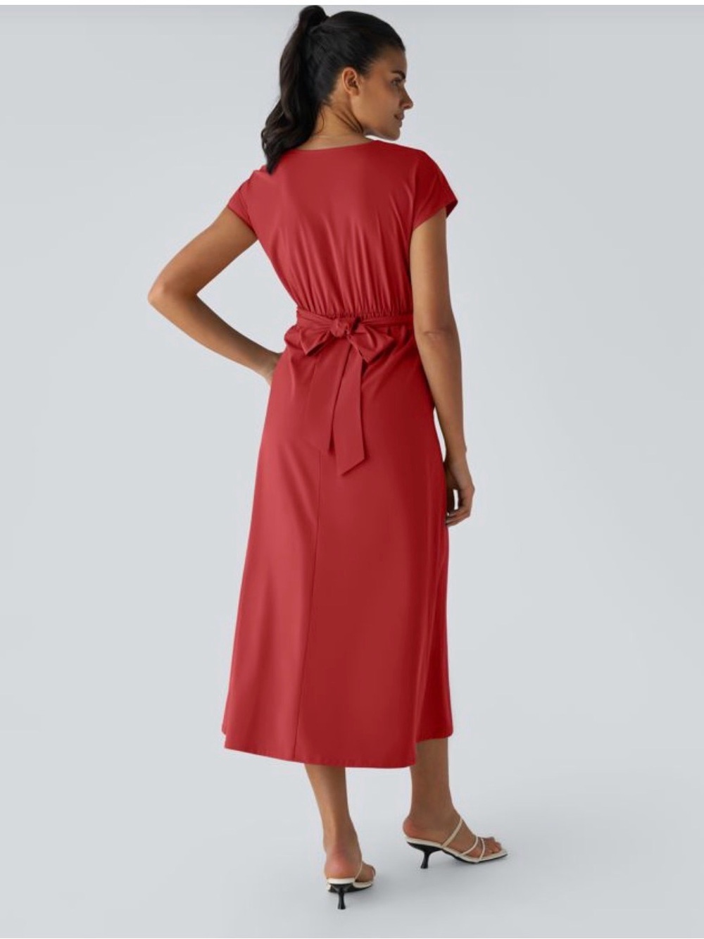 HALARA Rust-Red Midi Wrap Dress - Picture 4 of 5